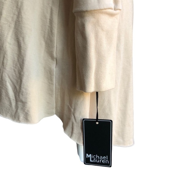 Michael Lauren Open Waterfall Front Cardigan Thumbholes Cream Oversized XS/S - Picture 6 of 9